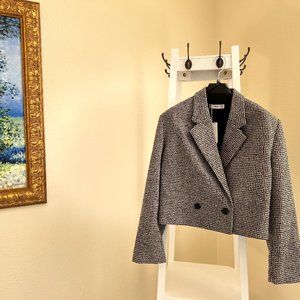 NWT Mango Nadine Houndstooth Cropped Blazer, Size S